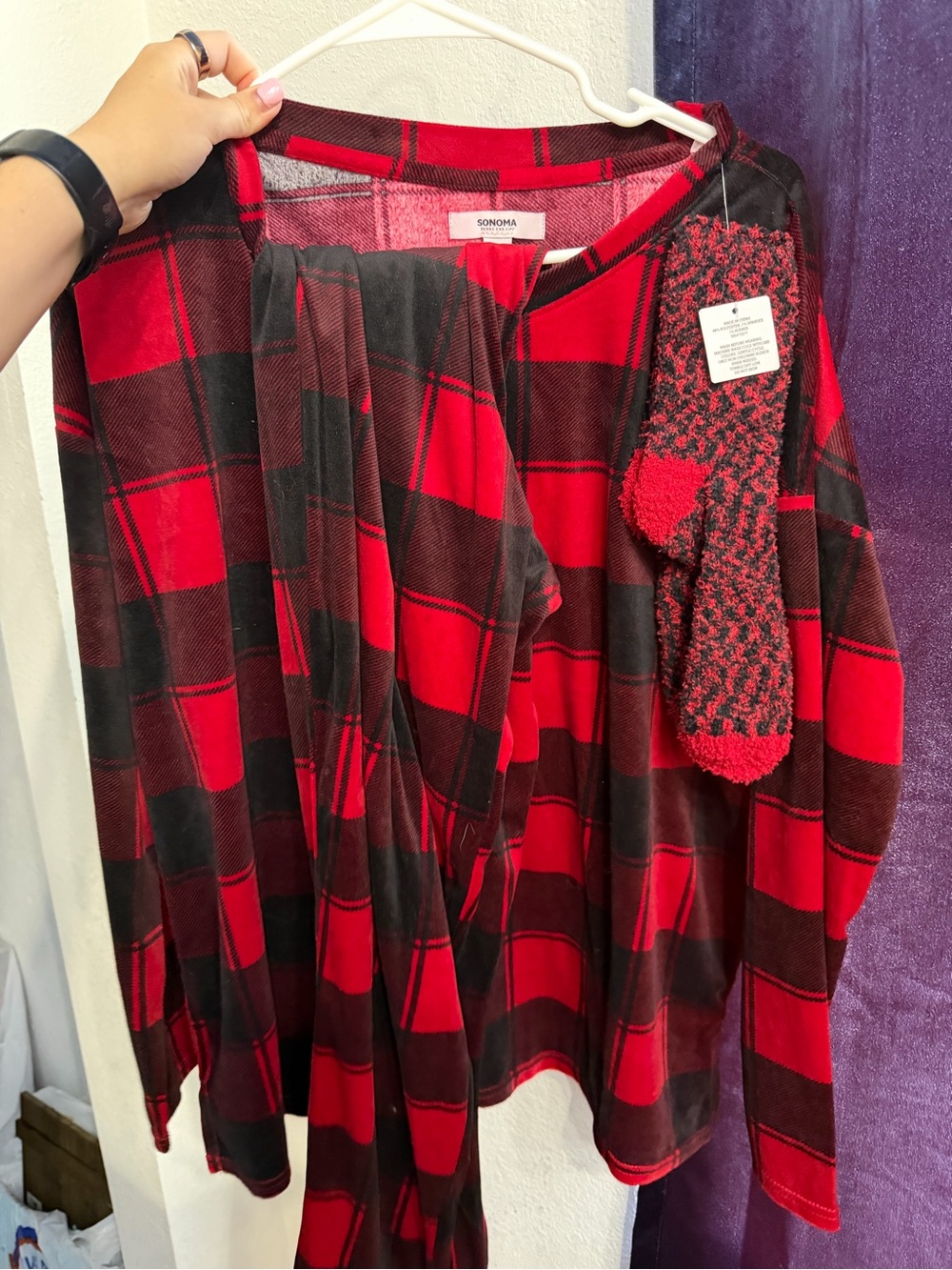 SONOMA Red & Black Plaid Pajama Set